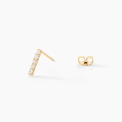 Boucles D'oreilles Puces Damion Or Jaune Oxyde De Zirconium