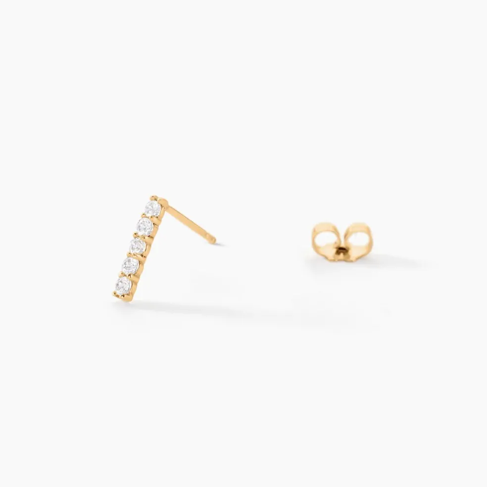Boucles D'oreilles Puces Damion Or Jaune Oxyde De Zirconium