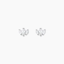 Boucles D'oreilles Puces Duchesse Argent Blanc Oxyde De Zirconium
