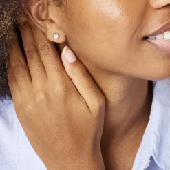 Boucles D'oreilles Puces Daria Serti Clos Or Rose Oxyde De Zirconium