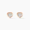 Boucles D'oreilles Puces Daria C艙ur 0 Or Rose Strass