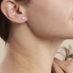 Boucles D'oreilles Puces Daria C艙ur 0 Or Rose Strass