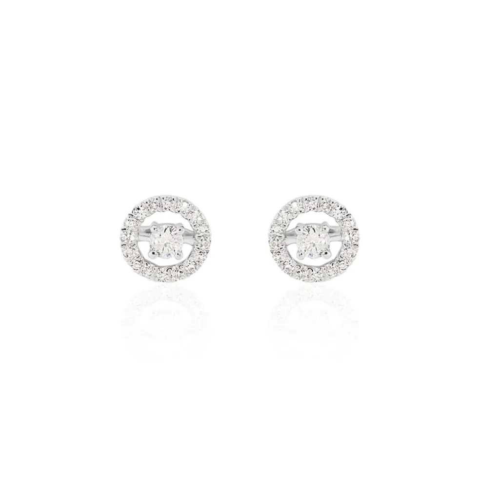 Boucles D'oreilles Puces Domitia Or Blanc Diamant