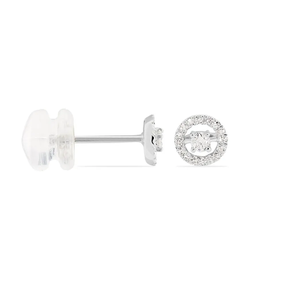 Boucles D'oreilles Puces Domitia Or Blanc Diamant