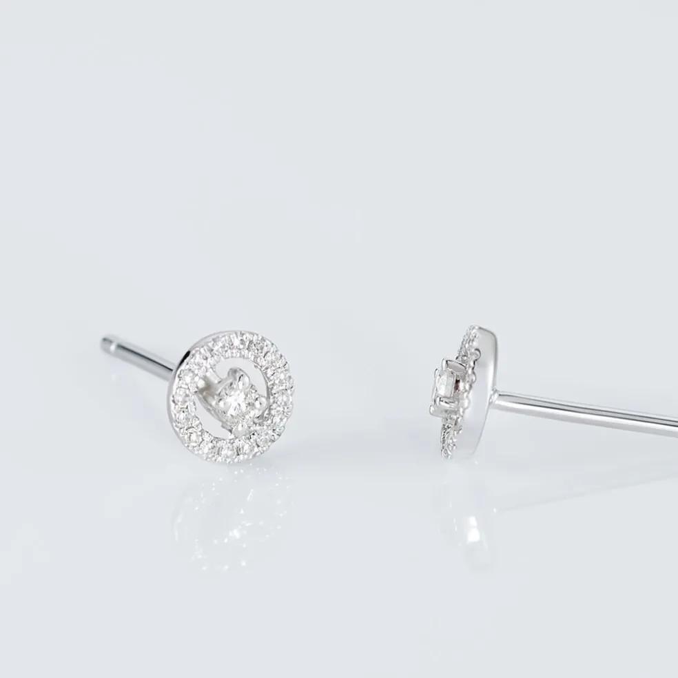 Boucles D'oreilles Puces Domitia Or Blanc Diamant
