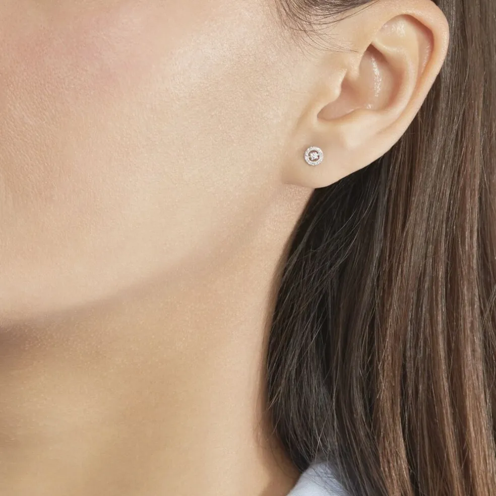 Boucles D'oreilles Puces Domitia Or Blanc Diamant