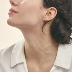 Boucles D'oreilles Puces Domitia Or Blanc Diamant