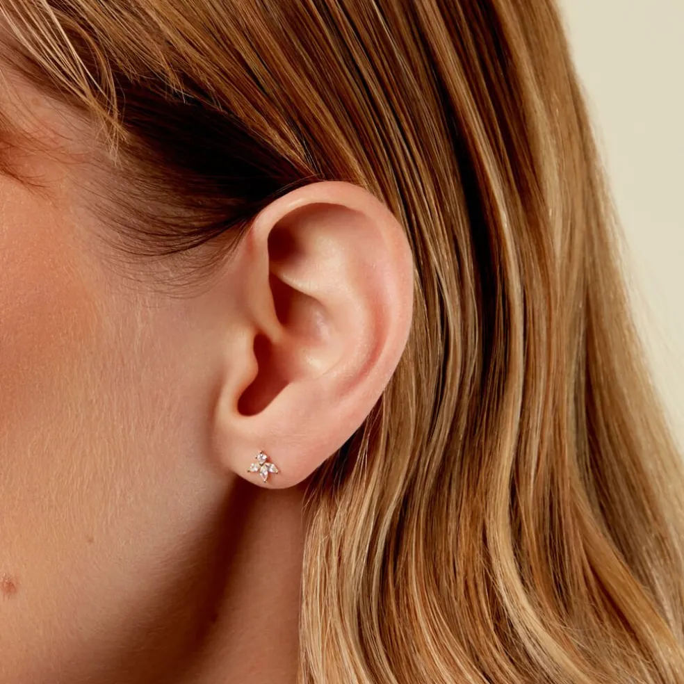 Boucles D'Oreilles Puces Daithi Or Jaune Oxyde De Zirconium