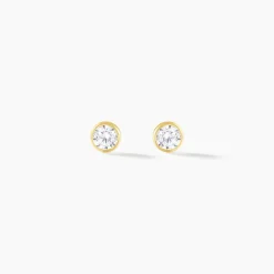 Boucles D'oreilles Puces Daria Serti Clos Or Jaune Oxyde De Zirconium