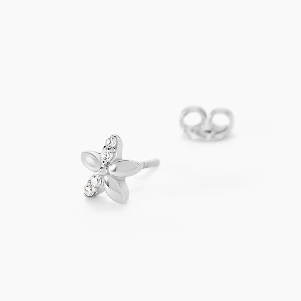 Boucles D'oreilles Puces Darline Argent Blanc Oxyde De Zirconium