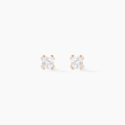 Boucles D'oreilles Puces Doreen Carre Or Rose Oxyde De Zirconium