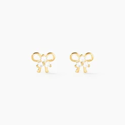Boucles D'oreilles Puces Darina Noeud Or Jaune Oxyde De Zirconium