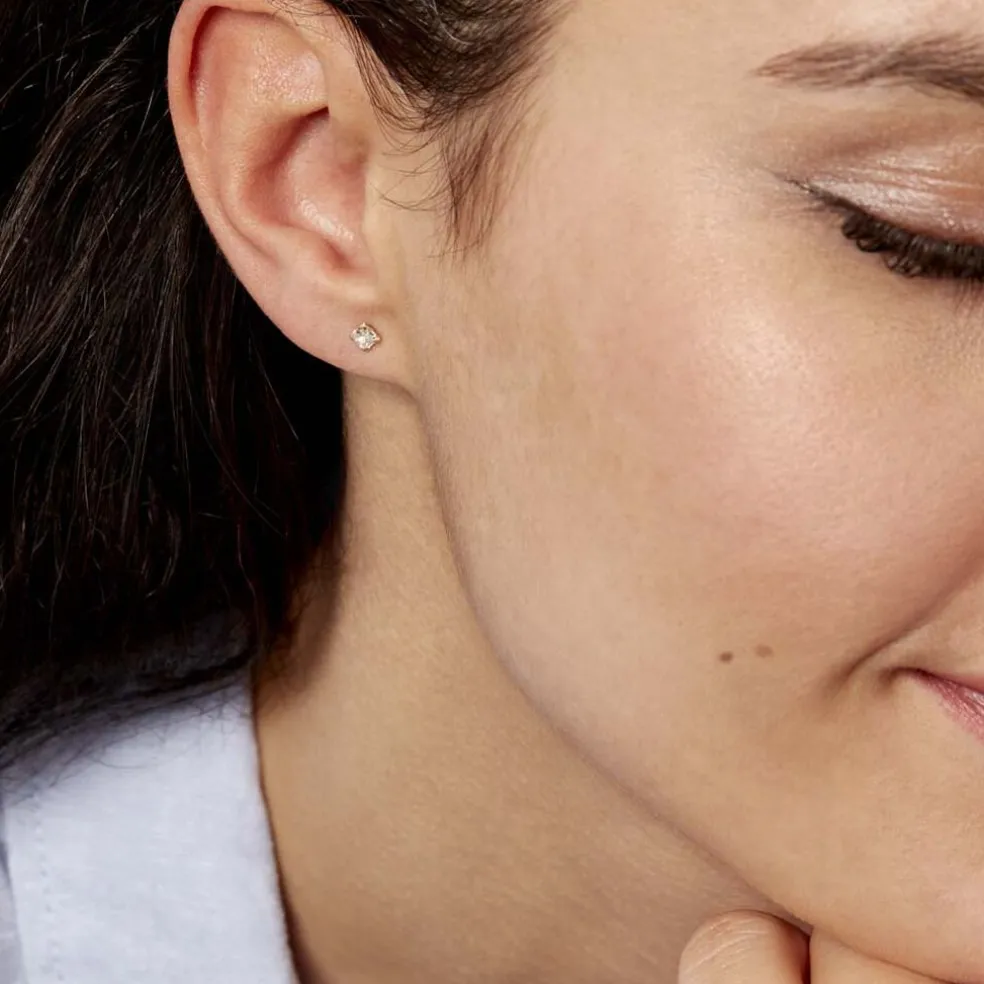 Boucles D'oreilles Puces Doreen Carre Or Jaune Oxyde De Zirconium