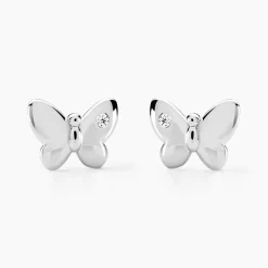 Boucles D'oreilles Puces Diep Argent Blanc Oxyde De Zirconium