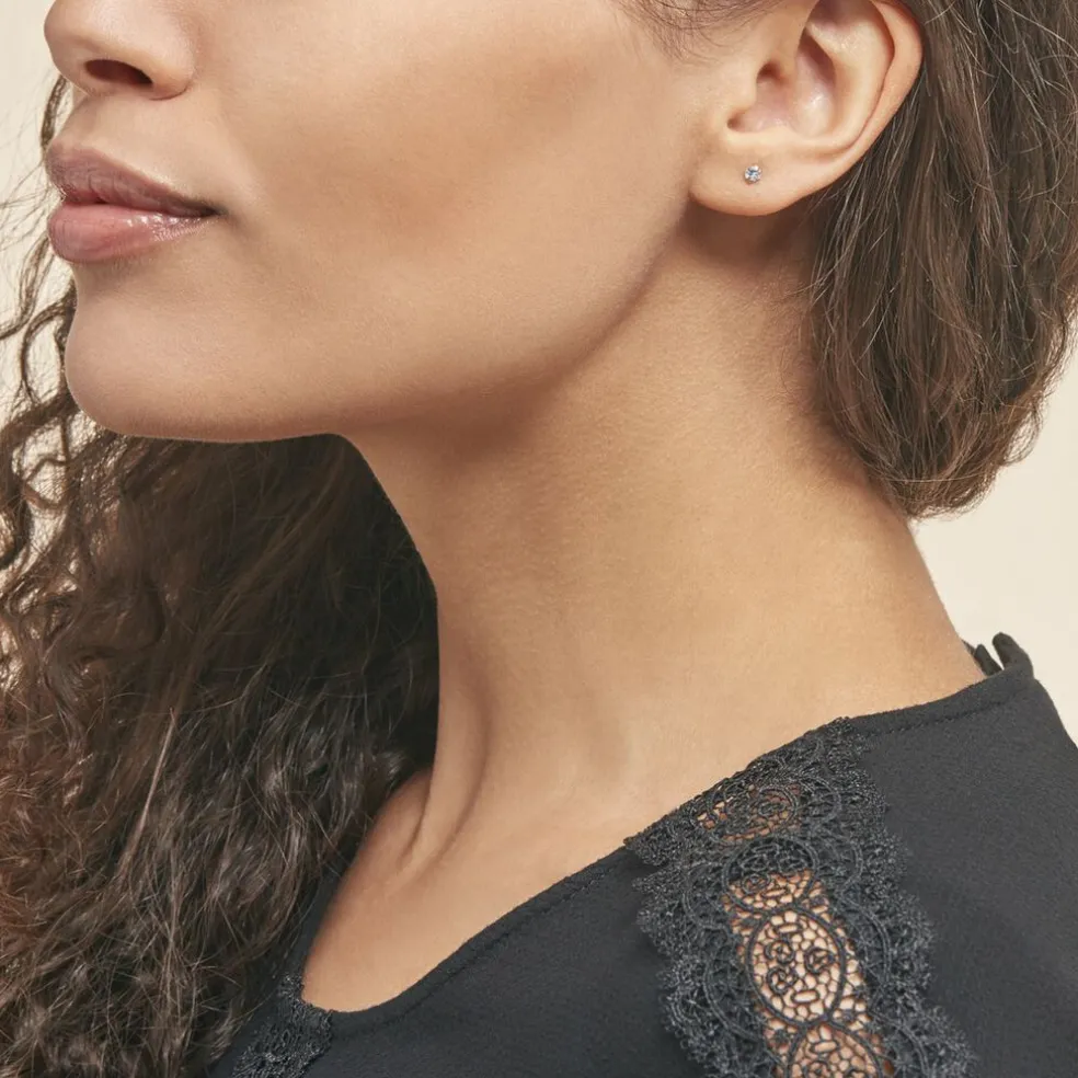 Boucles D'oreilles Puces daria Serti Griffe 2 Or Jaune Oxyde