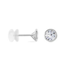 Boucles D'oreilles Puces Daria Serti Clos Or Blanc Oxyde De Zirconium