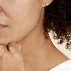 Boucles D'oreilles Puces Daria Serti Clos Or Blanc Oxyde De Zirconium