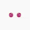 Boucles D'oreilles Puces Elea Serti Griffe Or Jaune Rubis