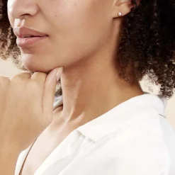 Boucles D'oreilles Puces Elda Serti Clos Or Jaune Oxyde De Zirconium