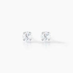 Boucles D'oreilles Puces Eddie Or Blanc Oxyde De Zirconium