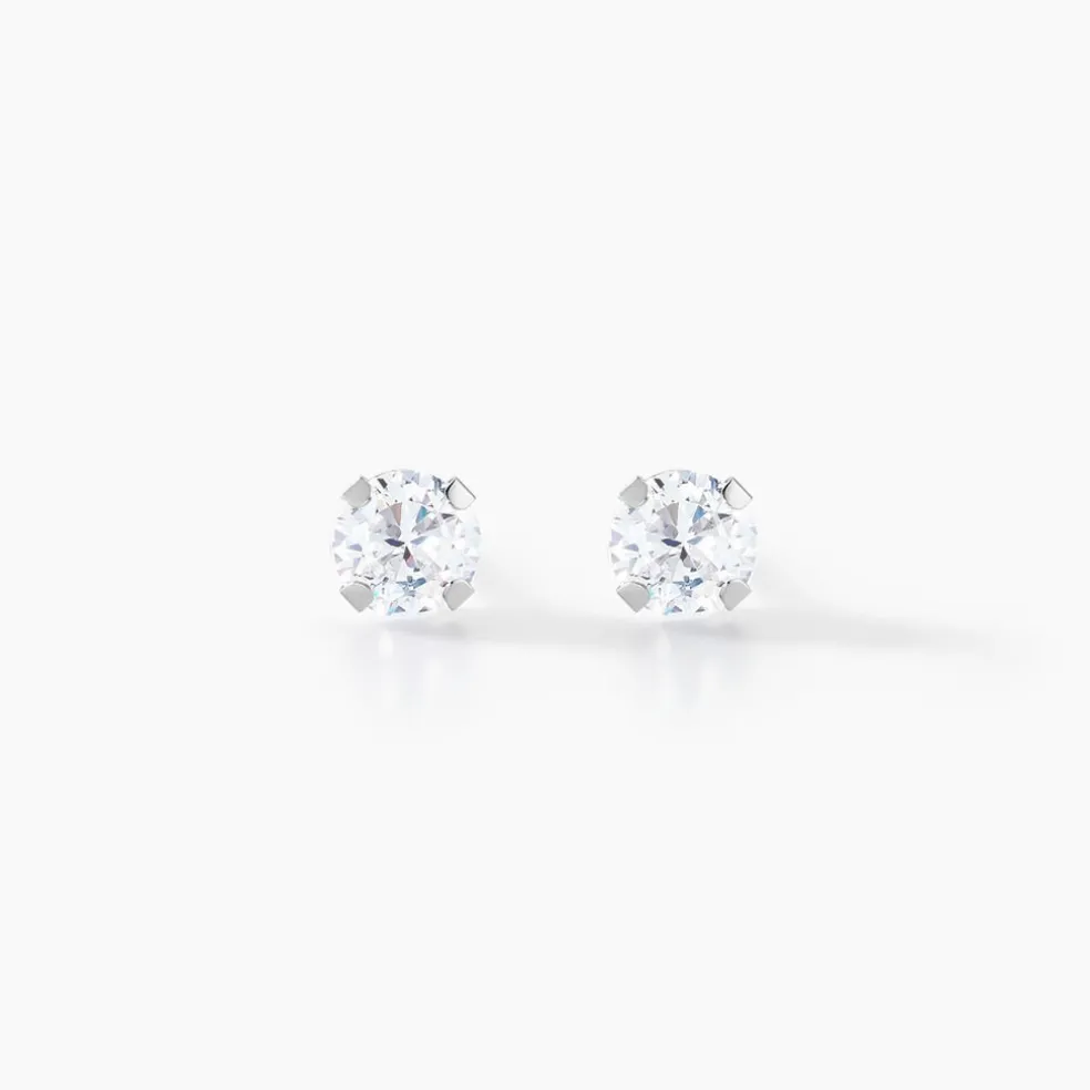 Boucles D'oreilles Puces Eddie Or Blanc Oxyde De Zirconium