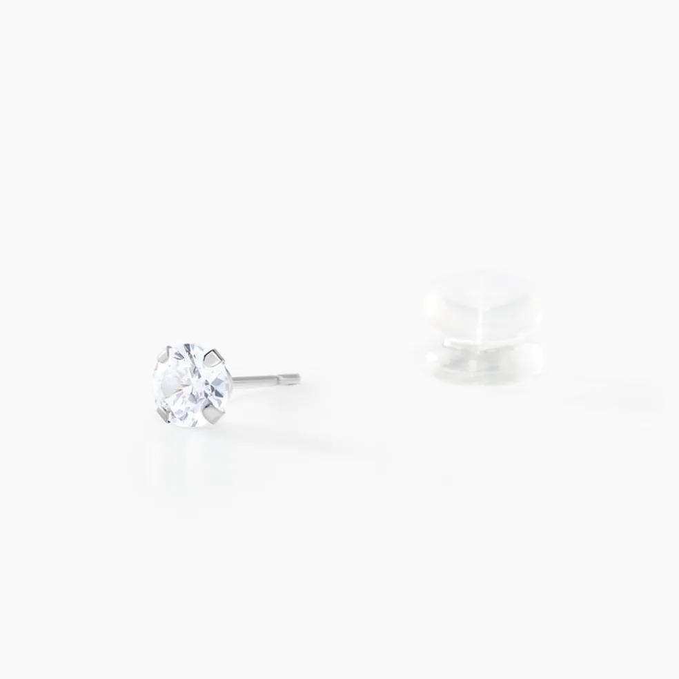 Boucles D'oreilles Puces Eddie Or Blanc Oxyde De Zirconium