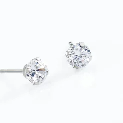 Boucles D'oreilles Puces Eddie Or Blanc Oxyde De Zirconium