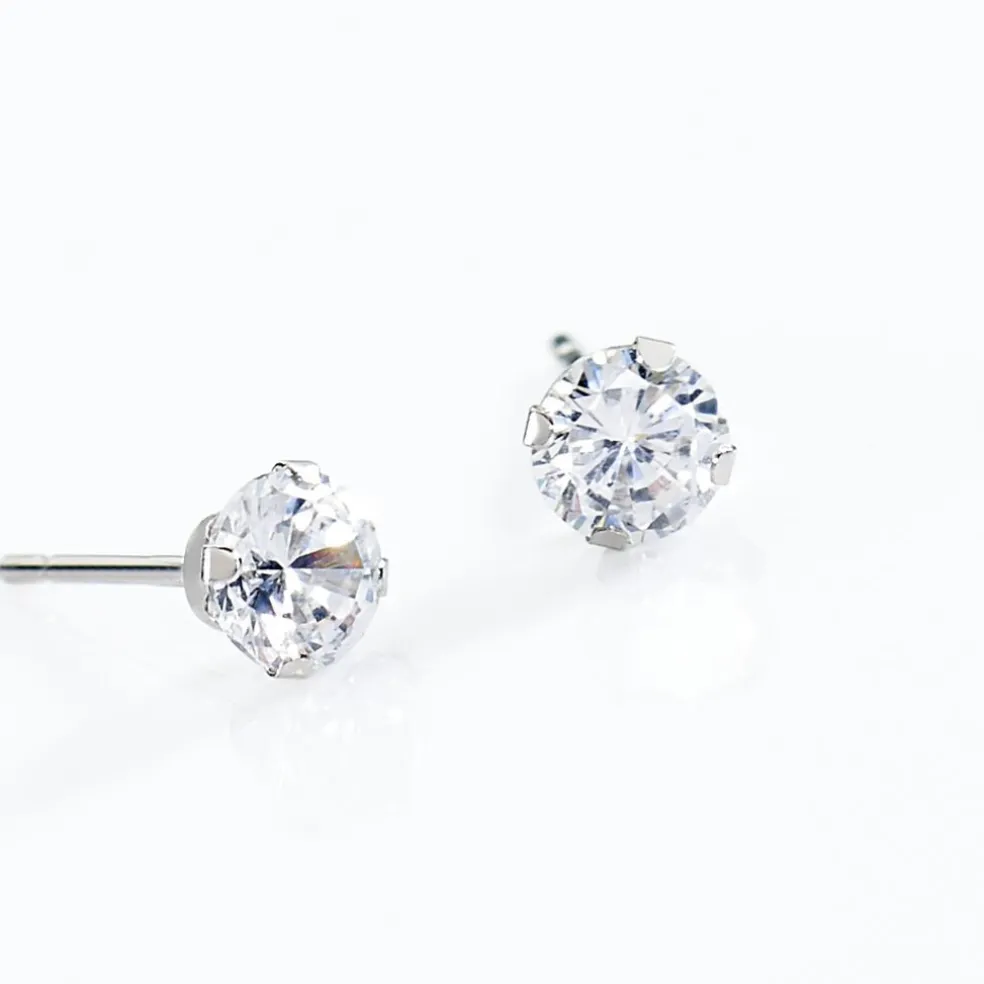 Boucles D'oreilles Puces Eddie Or Blanc Oxyde De Zirconium