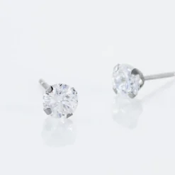 Boucles D'oreilles Puces Eddie Or Blanc Oxyde De Zirconium