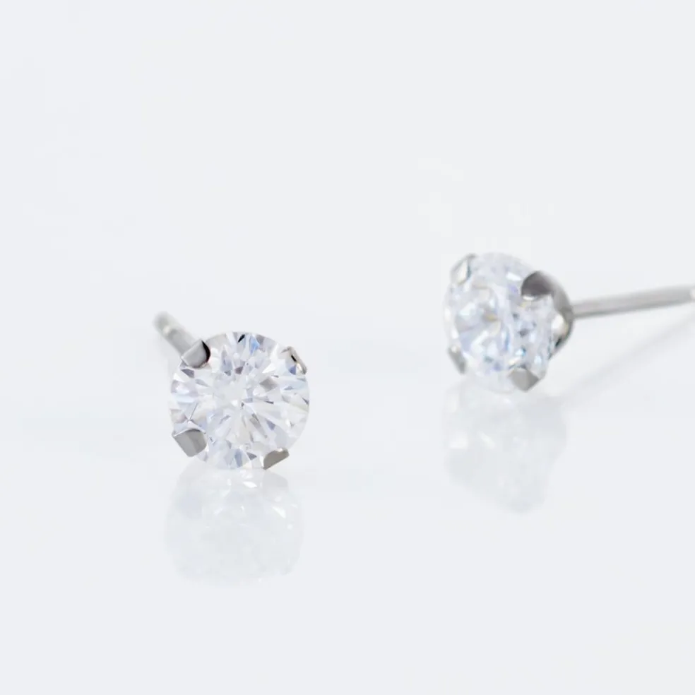 Boucles D'oreilles Puces Eddie Or Blanc Oxyde De Zirconium
