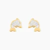 Boucles D'oreilles Puces Eleanor Dauphin 0 Or Jaune Strass