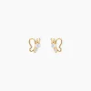 Boucles D'oreilles Puces Evaelle Papillon Or Jaune Oxyde De Zirconium