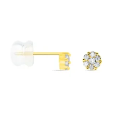 Boucles D'oreilles Puces Eleanor Fleur Or Jaune Oxyde De Zirconium