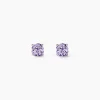 Boucles D'oreilles Puces Elea Serti Griffes 3 Or Blanc Amethyste