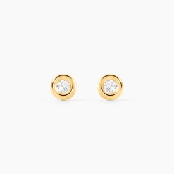 Boucles D'oreilles Puces Eden Serti Pneu Or Jaune Oxyde De Zirconium