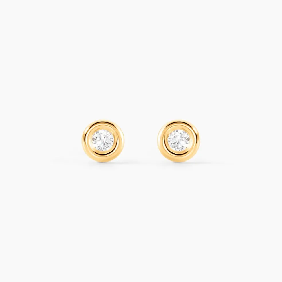 Boucles D'oreilles Puces Eden Serti Pneu Or Jaune Oxyde De Zirconium