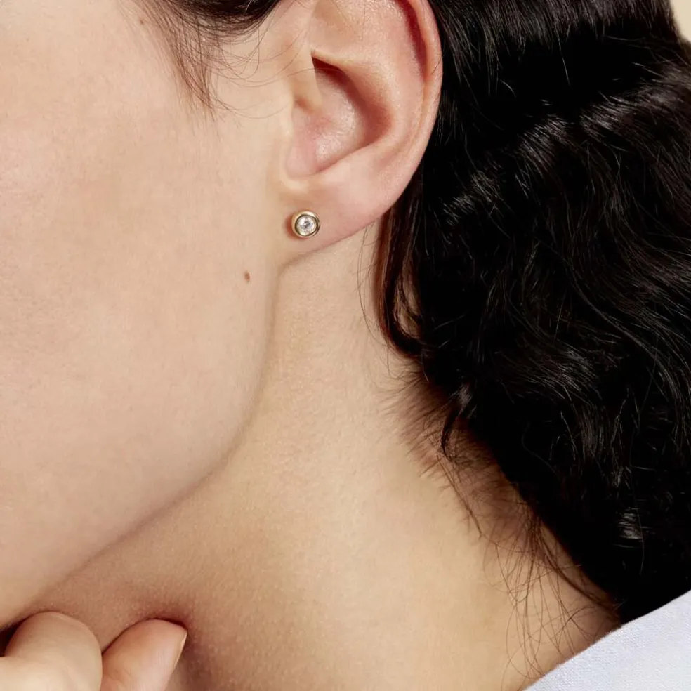 Boucles D'oreilles Puces Eden Serti Pneu Or Jaune Oxyde De Zirconium