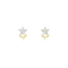Boucles D'oreilles Puces Eleanor Fleur Or Jaune Oxyde De Zirconium