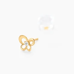 Boucles D'oreilles Puces Eleanor Fleur Or Jaune Oxyde De Zirconium