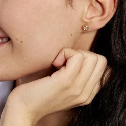 Boucles D'oreilles Puces Eden Serti Pneu Or Jaune Oxyde De Zirconium