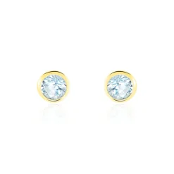 Boucles D'oreilles Puces Edy Serti Clos Or Jaune Topaze