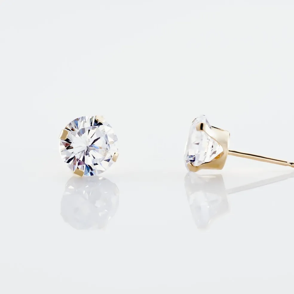 Boucles D'oreilles Puces Eddie Or Jaune Oxyde De Zirconium