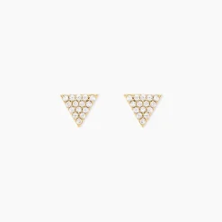Boucles D'oreilles Puces Eloane Triangle Or Jaune Oxyde De Zirconium