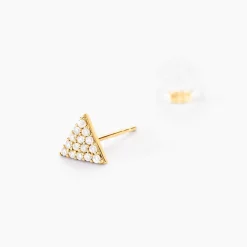 Boucles D'oreilles Puces Eloane Triangle Or Jaune Oxyde De Zirconium