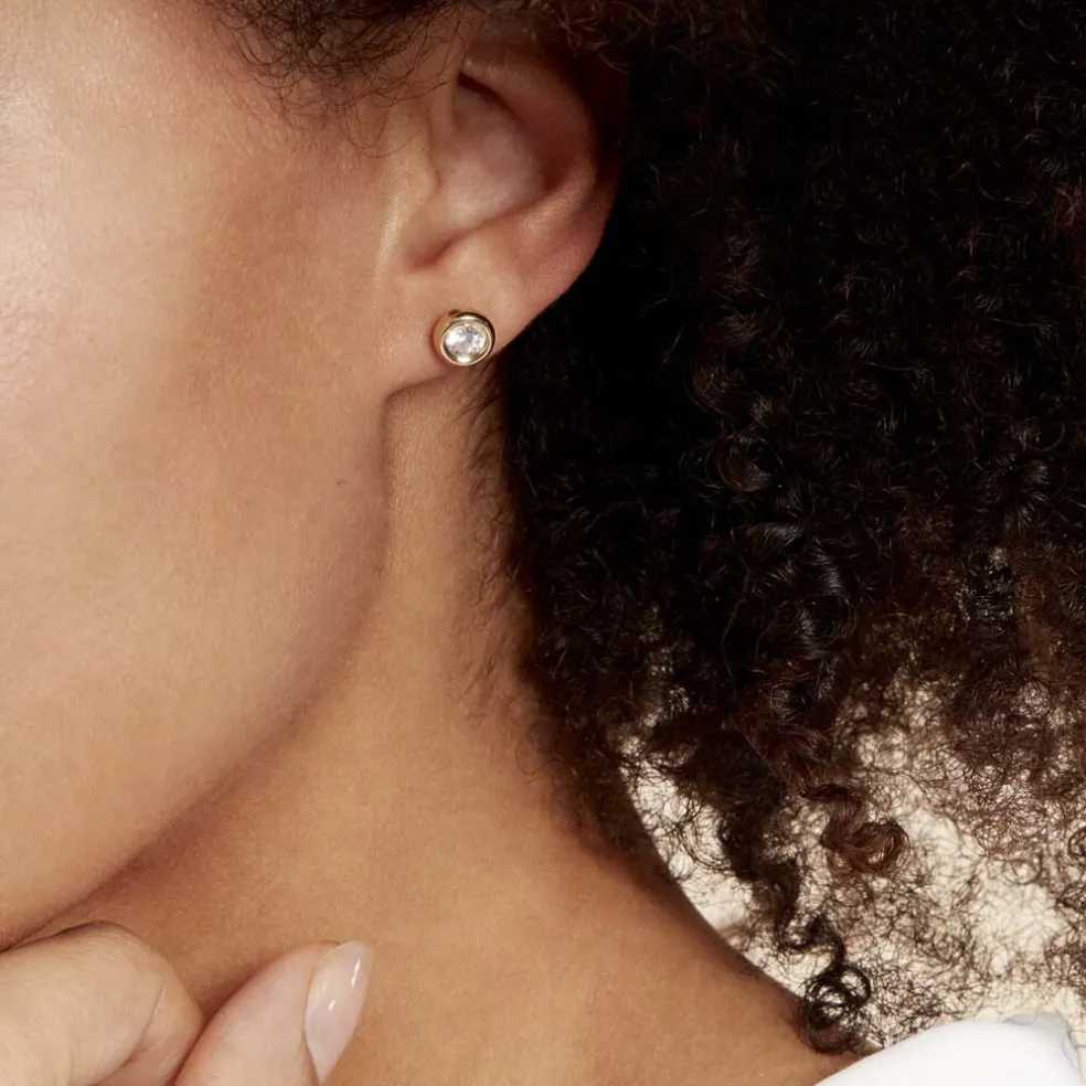Boucles D'oreilles Puces Eden Serti Pneu Or Jaune Oxyde De Zirconium