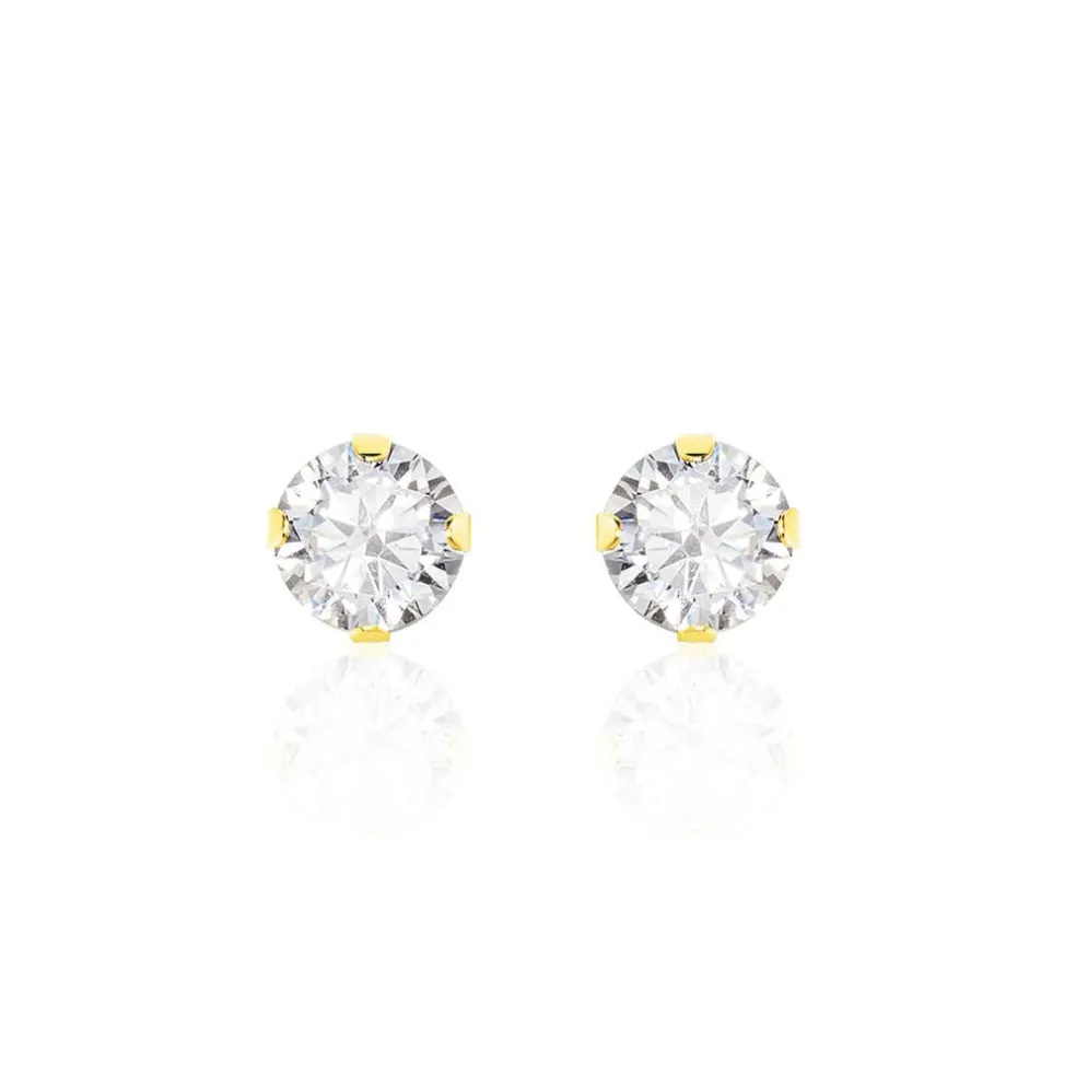 Boucles D'oreilles Puces Eddie Or Jaune Oxyde De Zirconium