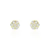 Boucles D'oreilles Puces Eleanor Fleur Or Jaune Oxyde De Zirconium