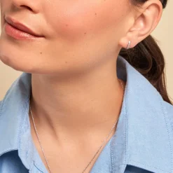 Boucles D'oreilles Puces Elenore Argent Blanc Oxyde De Zirconium