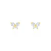 Boucles D'oreilles Puces Eleanor Fleur Or Jaune Oxyde De Zirconium