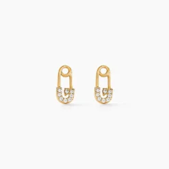 Boucles D'oreilles Puces Epiktetos Or Jaune Oxyde De Zirconium